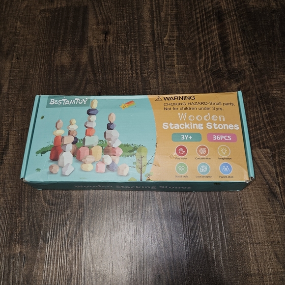 Bestamtoy Wooden Sorting Stacking Rocks - Picture 2 of 3